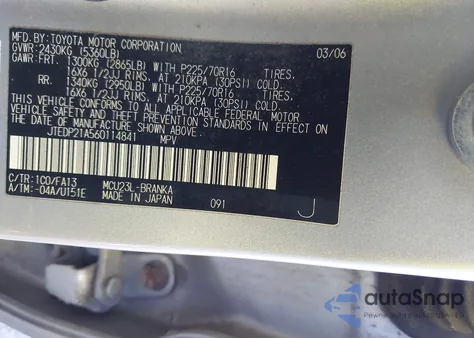 2006 Toyota Highlander V6 from USA, damaged, VIN JTEDP21A560114841